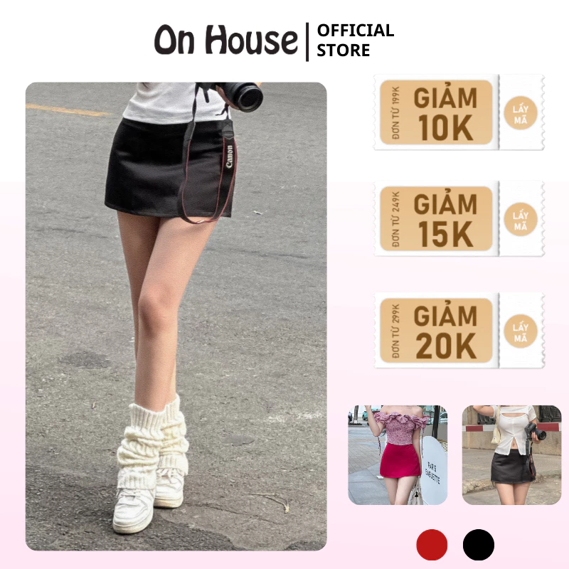 Chân váy cạp trễ váy lưng thấp Thời trang thiết kế ON House dáng ôm chất tafta sang trọng có lót quần 2 màu Đỏ/Đen CV026