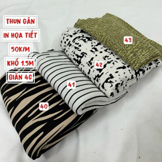 Vải thun gân cotton hình mát - co giãn tốt họa tiết trẻ em