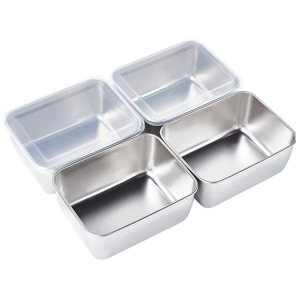 Khay đựng thực phẩm INOX Có nắp đậy, đa năng, hộp bảo quản thực phẩm tủ lạnh lò vi sóng (didooglt)