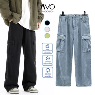 Quần Jeans nam nữ baggy ống xuông túi hộp rộng Unisex QCCC đẹp hottrend 2023- Avocado