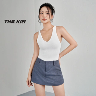 Áo sát nách cổ tim sâu ( có mút ngực ) THE KIM , Áo ba lỗ cổ tim vải zip tăm 2 lớp T283