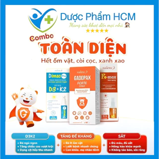 {Chính hãng} Combo cao lớn khỏe mạnh thông minh Tăng đề kháng GADOPAX FORTE, Vitamin D3 K2 DIMAO PRO, Sắt xịt FE - MAX