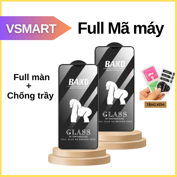 Kính cường Lực Baiko Vsmart Joy 3 Joy 4 Live 4 Star 5 Star 4 Star 3 Active 3 - Phủ nano siêu mượt, chịu va đập tốt