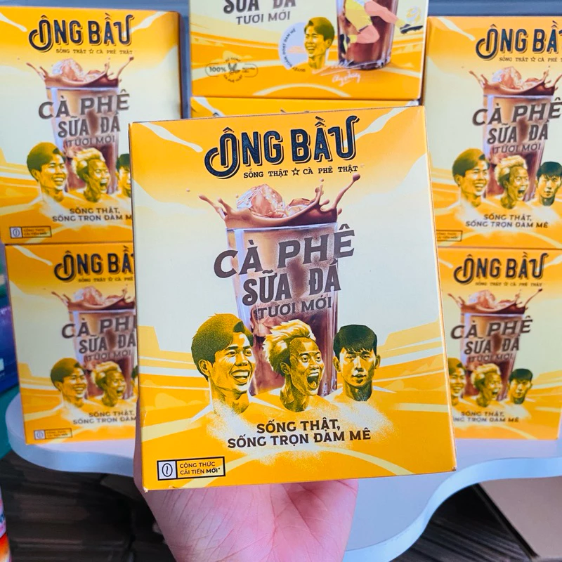 [CHÍNH HÃNG] 01 Hộp 10 Gói 24G Cafe Sữa Đá Tươi Mới Ông Bầu