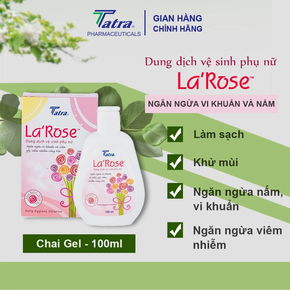 [Chai 100ml] Dung dịch vệ sinh phụ nữ - Lá Rose - Tatra