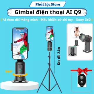 Gimbal AI Q9 tự động xuay 360 độ nhận diện theo khuôn mặt, kèm remote, chân chụp ảnh, livestream, selfie