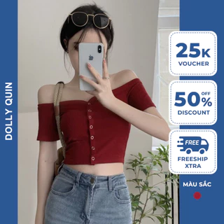 Áo croptop trễ vai nữ, áo body trễ vai thun tăm lạnh co giãn tôn dáng gợi cảm A25 Dolly Quin