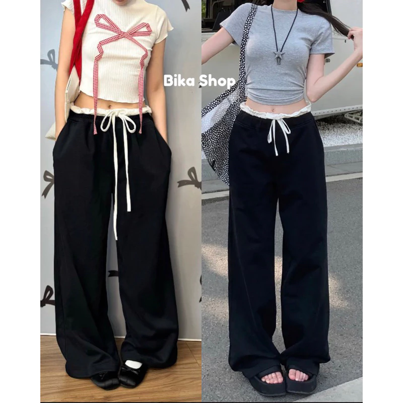 Quần nỉ phối cạp trắng idol hotstrend 2024. chất nỉ dày dặn. mặc 4 mùa. chất nỉ sịn( Nỉ-706)
