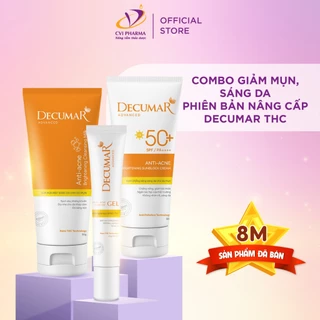 Combo Decumar sáng da toàn diện: Gel chấm mụn Nano THC nghệ trắng + Kem chống chắng + Sữa rửa mặt