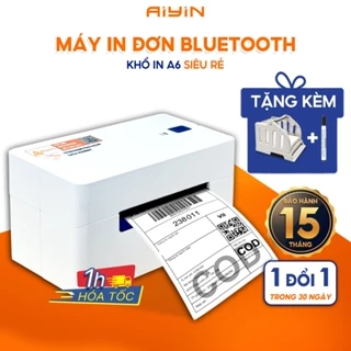 Máy in đơn hàng AYIN in từ điện thoại khổ A6 in đơn GHTK,mã vận đơn,phiếu gửi hàng,logo BH 15 tháng