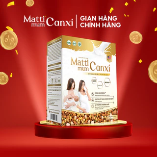 MATTI MUM CANXI Sữa hạt cho mẹ bầu và sau sinh 100% đạm thực vật đạt chứng nhận NON-GMO của Hoa Kỳ - Hộp giấy 14 gói