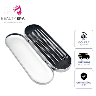 Bộ 5 Nhíp Nặn Mụn  Hộp Sắt Cao cấp Chuyên Dụng cho SPa TMV