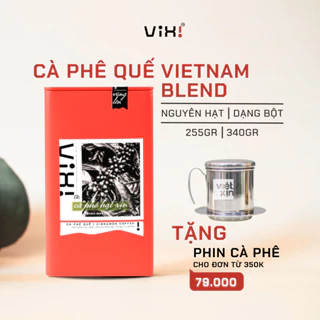 Cà Phê Blend Bột Trộn Quế Chi Đặc Sản Pha Phin Pha Máy Vixi Hộp 255gr, 340gr