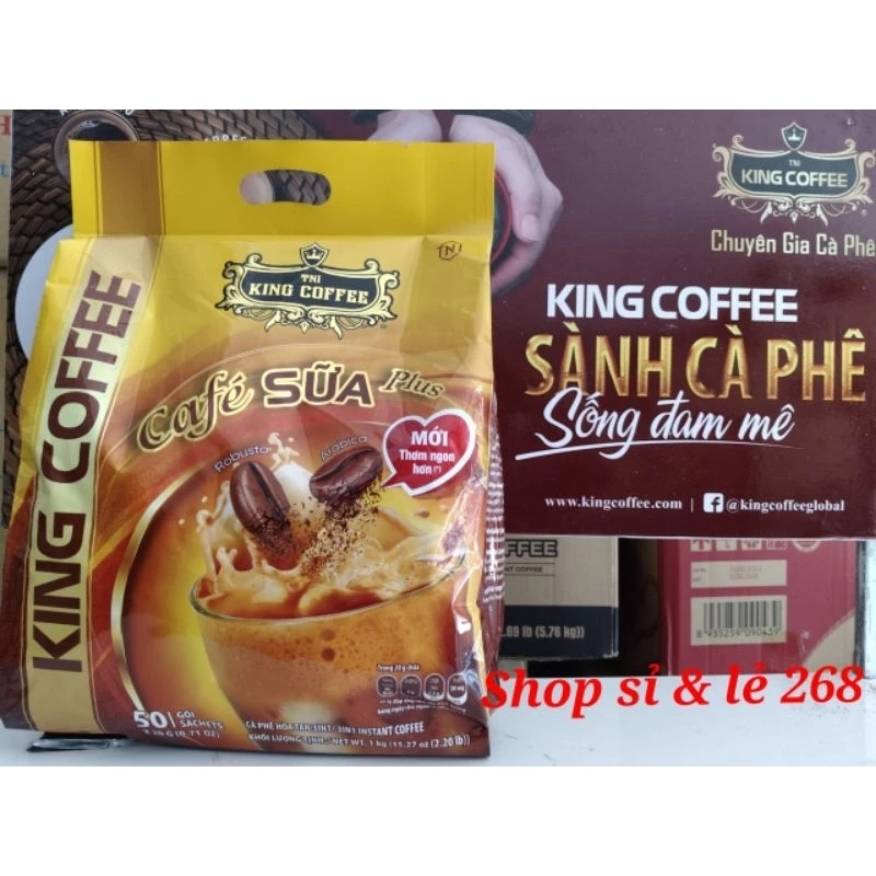 ( New) CÀ PHÊ SỮA HÒA TAN 3 IN1 KING COFFEE- Túi 50 gói x 20g