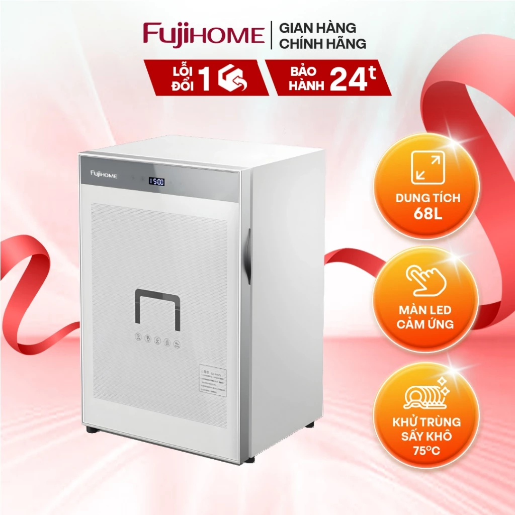 Máy sấy bát đĩa nhập khẩu FUJIHOME DD68 Khử trùng bằng tia UV và Ozone loại bỏ 99,99% vi khuẩn Ecoli