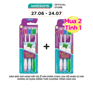 Bàn Chải Đánh Răng Watsons Spiral Clean Toothbrush (Medium) 3s