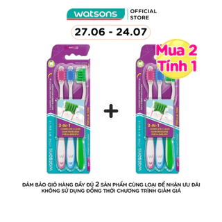 Bàn Chải Đánh Răng Watsons Triple Action Toothbrush (Medium) 3s