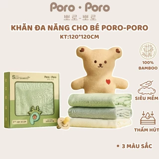 Khăn đa năng vải BAMBOO ( SỢI TRE) PORO-PORO  kích thước 120x120 mềm mịn, thấm hút, khô thoáng, chống ngạt an cho bé