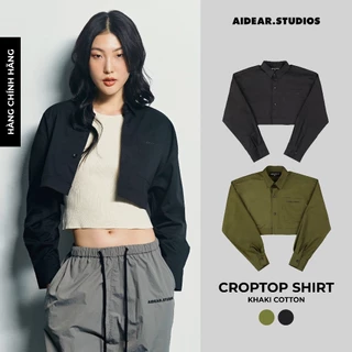 Áo Sơ Mi Croptop Dài Tay Trơn Form Rộng Local Brand - AIDEAR.STUDIOS