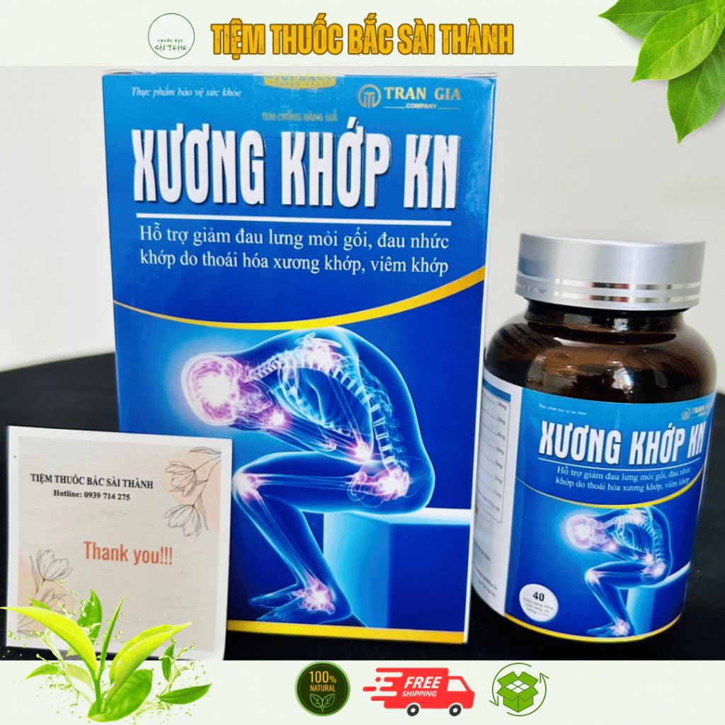 Viên uống xương khớp KN - Hỗ trợ giảm đau lưng mỏi gối, đau nhức khớp do thoái hóa xương khớp Hộp 40 viên