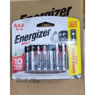 Vỉ 12 viên pin đũa AAA 1.5V Energizer MAX E92 BP 8+4 mẫu mới - Made in Singapore