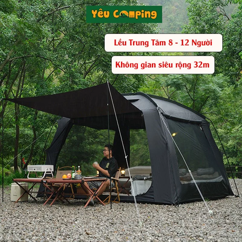 Lều trung tâm chính hãng Tanxianzhe siêu rộng có đáy thiết kế lều ngủ như 1 căn hộ hiện đại 32 m2 dùng 8-12 người