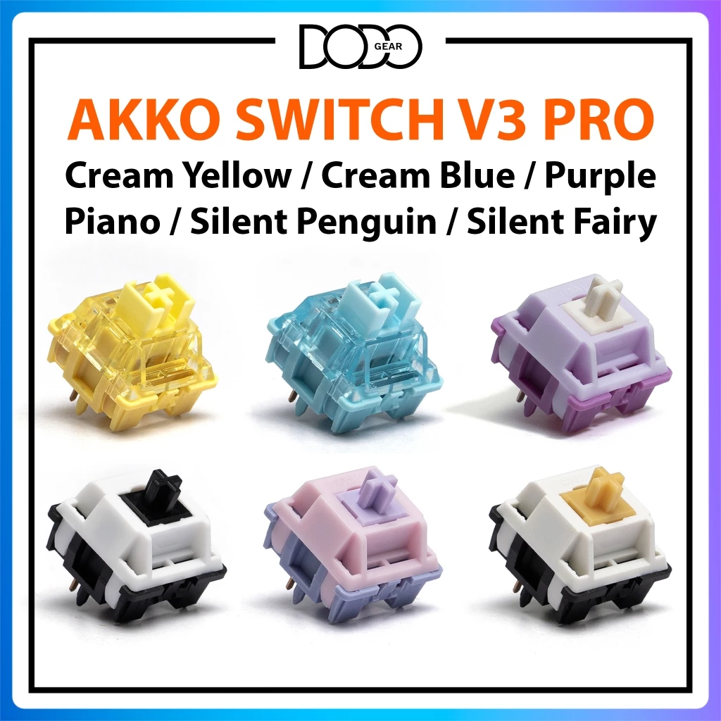 Switch Akko Cream V3 Pro Yellow Blue Piano Silent Fairy Linear Penguin Tactile Switch Akko Cream Yellow Blue DoDo Gear