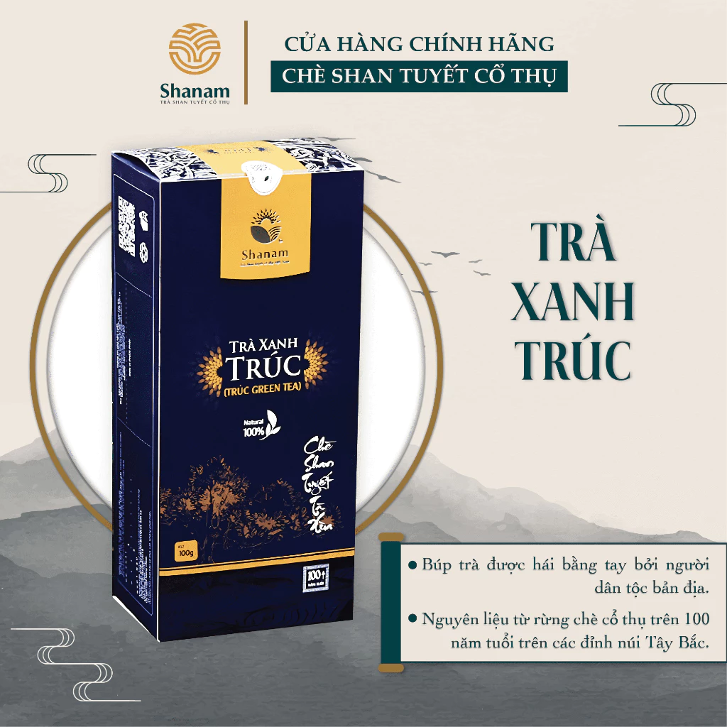 TRÀ XANH TRÚC HỘP 100G (Lục Trà Shan Tuyết Cổ Thụ Tự Nhiên)