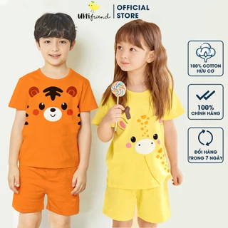 Đồ bộ ngắn tay thun cotton dành cho bé trai, bé gái mặc nhà mùa hè Unifriend Hàn Quốc U2022-6. Size đại 5, 6, 8, 10 tuổi