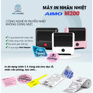 Máy In Nhãn Di Động Aimo M200, Bluetooth, In Qua App [Hỏa tốc Hà Nội]