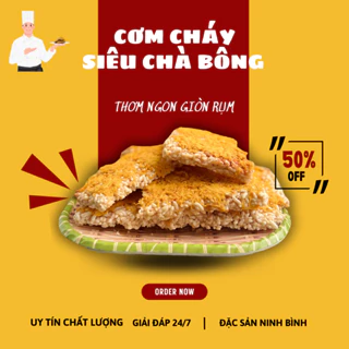 [ COMBO 8 GÓI ] Cơm Cháy Siêu Chà Bông - Đặc Sản Ninh Bình - Cơm cháy đáy nồi thơm ngon giòn rụm - đồ ăn vặt - túi 250gr