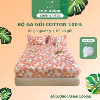 Bộ Ga Gối Cotton 100% Mịn Decor, Drap Nệm Đủ Size 1m2 Đến 2m2, Mát Mịn Nhiều Hoạ Tiết