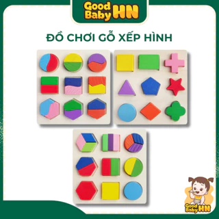 Bộ xếp các khối hình học bằng gỗ giúp bé phát triển trí tuệ sớm 𝐄𝟏𝟐