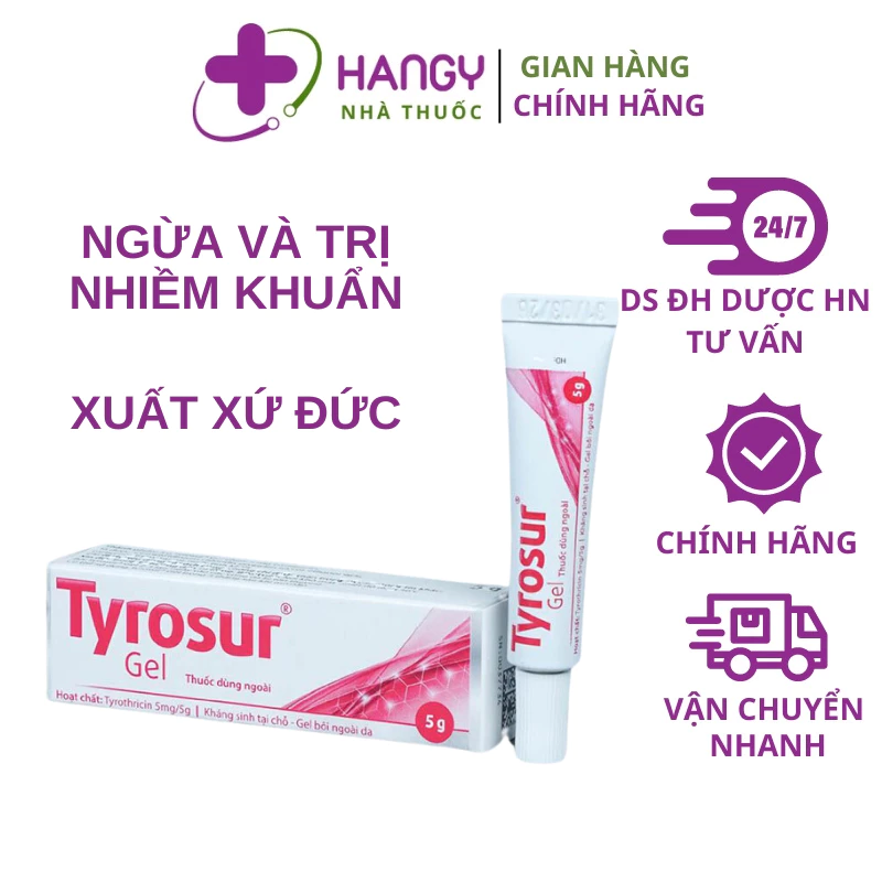 Kem dùng cho các vết thương và phòng ngừa nhiễm khuẩn vết thương Tyrosur (5g)