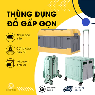 Xe kéo_Thùng đựng đồ 4 - 8 bánh gấp gọn hình vali đa năng dùng trên ô tô, đi siêu thị sức chứa lớn Tiện Lợi A16