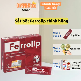 Sắt bột,Sắt sinh học Ferrolip liposome tan ngay trong miệng bổ sung sắt cho mẹ bầu người thiếu máu thiếu sắt hộp 20gói