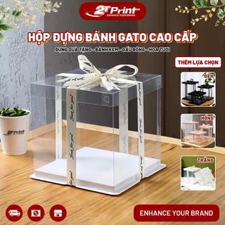 Hộp Mica Trong Suốt Đựng Bánh Kem, Bánh Gato, Sinh Nhật, Hoa và Quà Tặng, Có Đế Giấy Cứng Cáp (Không Kèm Ruy Băng)