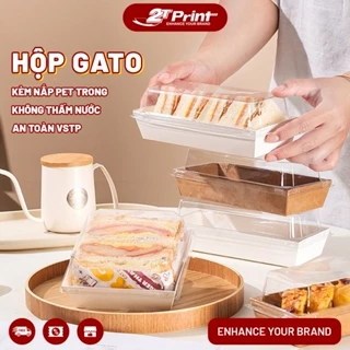 Hộp Giấy Đựng Thức Ăn Có Nắp Trong Suốt, Màu Nâu Kraft, Trắng & Gấu Vàng, Dùng Đựng Bánh Mousse, Bánh Kem, Bánh Bao, Cốm