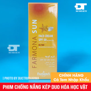 Kem Chống Nắng Farmona Sun Face Cream SPF50 Oil Free - Phim chống nắng kép Duo hóa học và vật lý bảo vệ da 50ml