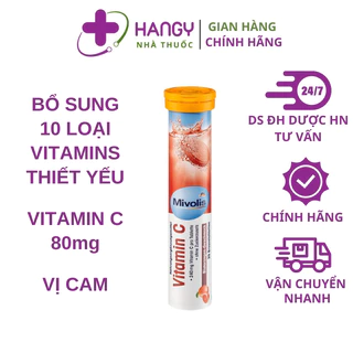 Viên sủi Vitamin C Mivolis, hương cam, tăng sức đề kháng - Tuýp 20 viên