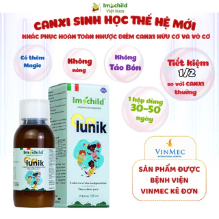 Canxi Sinh Học Cho Bé, Canxi Imochild Calunik, Bổ sung canxi giúp phát triển chiều cao,xương răng chắc khỏe lọ 125ml