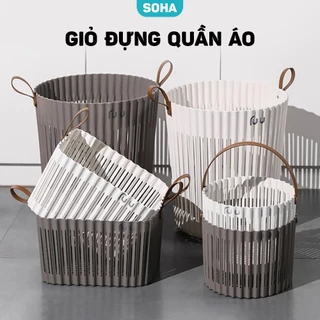 Giỏ Đựng Quần Áo Bẩn, Giỏ Đựng Đồ Chất Liệu Nhựa PP Bền Có Quai Xách SOHA