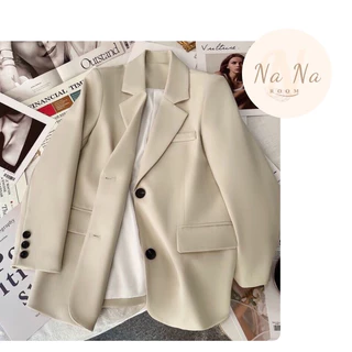 Áo blazer xẻ vạt có đệm vai hai cúc phong cách Hàn Quốc AB03