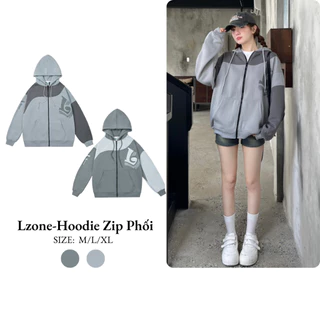 Áo hoodie zip LZONE cotton nỉ siêu mềm kèm túi trong tiện lợi