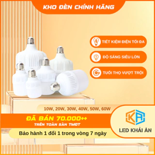 Bóng Đèn Led Trụ 10W, 20W, 30W, 40W, 50W, 60W - Đèn Led Chống Nước, Tiết Kiệm Điện 90%, Bóng Đèn Led Siêu Sáng Khải Ân