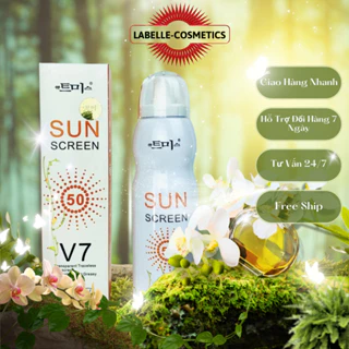 Xịt chống nắng Sun Screen V7 200ML nâng tone trắng da chống nước không bết dính ,Kem chống nắng cho da mặt body SPF50+