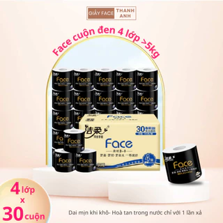 Giấy vệ sinh Face đen cuộn 4 lớp cao cấp tan hoà mịn trong nước, face cuộn, face đen, giấy face vn