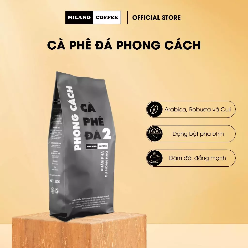 Cà phê Milano loại cà phê Đá 2 Phong Cách 250g