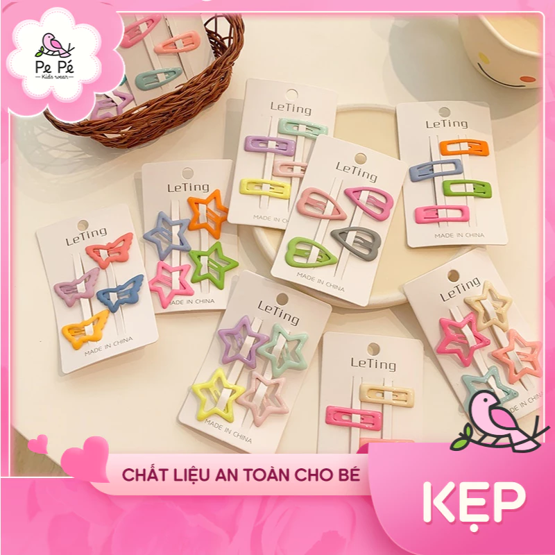 Set Kẹp Tóc Màu Kẹo Ngọt Dễ Thương Phong Cách Hàn Quốc Cho Bé Gái