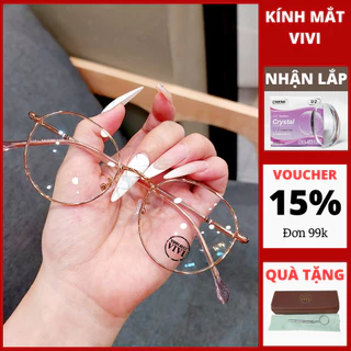 Gọng kính cận thời trang hàn quốc nam nữ V5261 dáng tròn hợp mặt nhỏ chất liệu kim loại